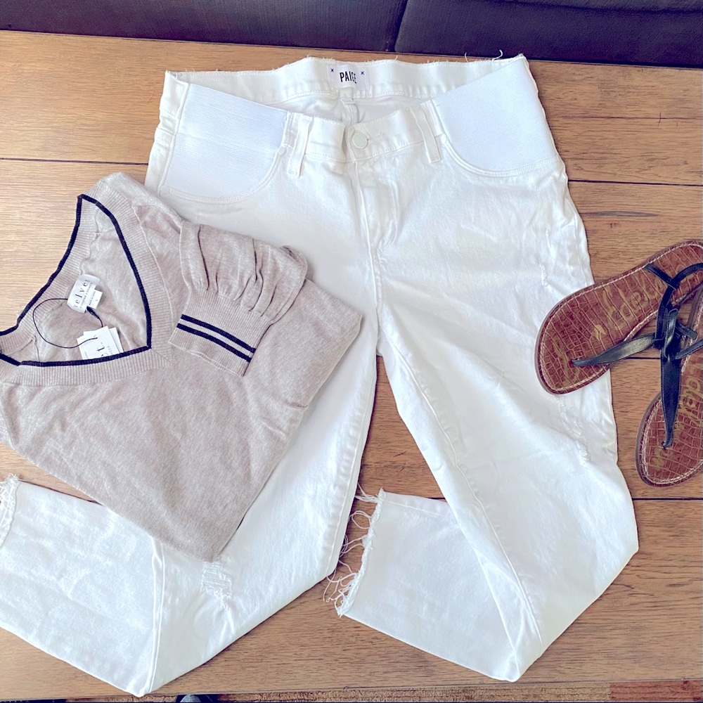 Paige Maternity White Verdugo Crop - 31